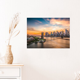 Plakat Panorama Nowego Jorku z Mostem Brooklińskim w centrum