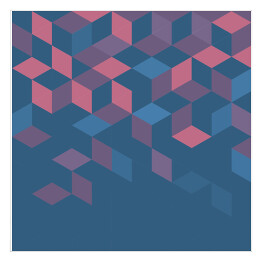 Plakat samoprzylepny Cieniowane kolorowe sześciany na niebieskim tle