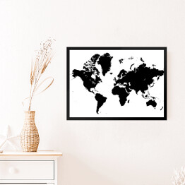 Obraz w ramie Biało czarna mapa świata