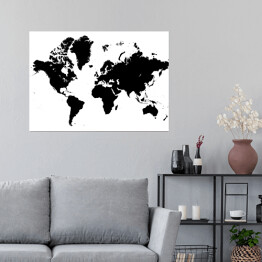 Plakat Biało czarna mapa świata