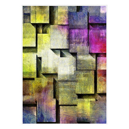 Plakat samoprzylepny Nowoczesna kolorowa abstrakcja - akwarela 3D