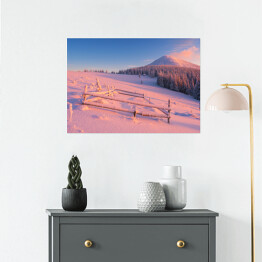 Plakat Zimowy świt w górskiej wiosce