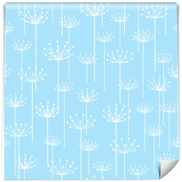 Tapeta samoprzylepna w rolce Białe kwiaty z baldachimami na błękitnym tle