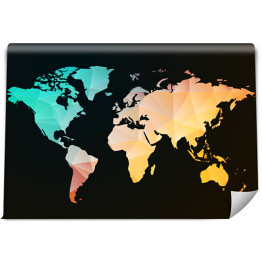 Fototapeta Pastelowa mapa świata na czarnym tle