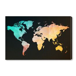 Obraz na płótnie Pastelowa mapa świata na czarnym tle