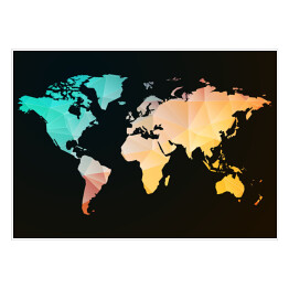 Plakat samoprzylepny Pastelowa mapa świata na czarnym tle