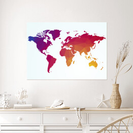Plakat samoprzylepny Geometryczna mapa świata w ciepłych barwach