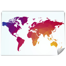 Fototapeta samoprzylepna Geometryczna mapa świata w ciepłych barwach