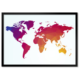 Plakat w ramie Geometryczna mapa świata w ciepłych barwach