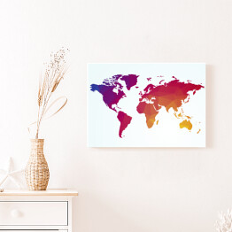Obraz na płótnie Geometryczna mapa świata w ciepłych barwach