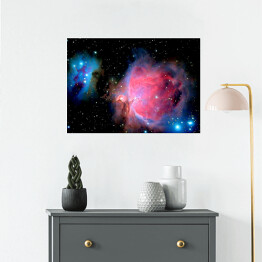 Plakat samoprzylepny Astronomia w różowym i niebieskim kolorze na ciemnym tle