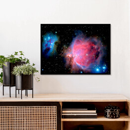 Plakat w ramie Astronomia w różowym i niebieskim kolorze na ciemnym tle