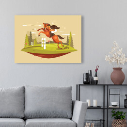 Obraz na płótnie Jazda konna i skoki przez płotki - ilustracja