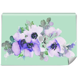 Ilustracja - akwarelowe kwiaty w kolorze niebieskim, różowym i błękitnym