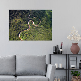 Plakat Odgórny widok na rzekę w tropikalnym lesie deszczowym, Brazylia