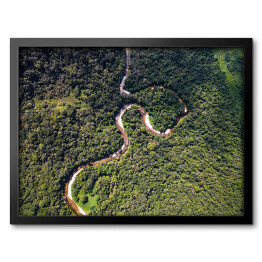 Obraz w ramie Odgórny widok na rzekę w tropikalnym lesie deszczowym, Brazylia
