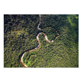 Plakat samoprzylepny Odgórny widok na rzekę w tropikalnym lesie deszczowym, Brazylia