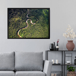 Obraz w ramie Odgórny widok na rzekę w tropikalnym lesie deszczowym, Brazylia