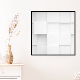 Plakat w ramie Geometryczne białe bloki 3D
