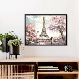 Obraz olejny - widok na ulicę Paryża wiosną