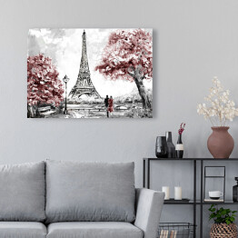 Obraz na płótnie Obraz olejny - widok na ulicę Paryża