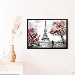 Obraz w ramie Obraz olejny - widok na ulicę Paryża