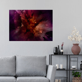 Plakat samoprzylepny Purpurowo-czerwona mgławica w polu gwiezdnym