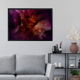 Obraz w ramie Purpurowo-czerwona mgławica w polu gwiezdnym