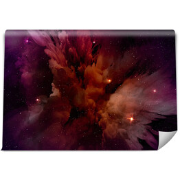 Fototapeta Purpurowo-czerwona mgławica w polu gwiezdnym