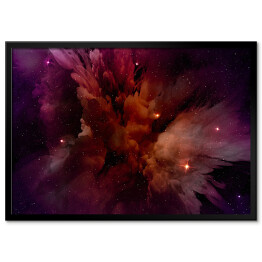 Plakat w ramie Purpurowo-czerwona mgławica w polu gwiezdnym