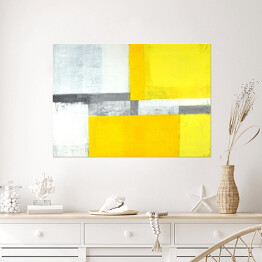 Plakat samoprzylepny Abstrakcyjny obraz w kolorach żółtym i szarym