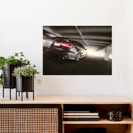 Plakat samoprzylepny Szybki nowoczesny samochód w tunelu