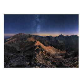 Plakat samoprzylepny Nocne niebo nad Tatrami, Slowacja