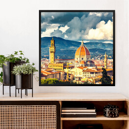 Obraz w ramie Widok na katedrę Duomo (Santa Maria del Fiore) we Florencji