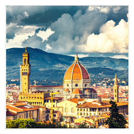 Plakat samoprzylepny Widok na katedrę Duomo (Santa Maria del Fiore) we Florencji
