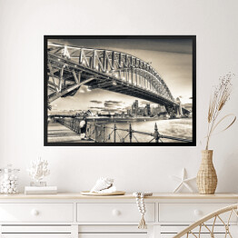 Obraz w ramie Sydney Harbour Bridge w odcieniach szarości