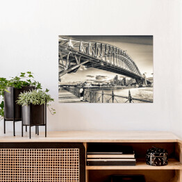 Plakat Sydney Harbour Bridge w odcieniach szarości
