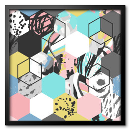 Obraz w ramie Geometryczne kolorowe wzorzyste kafelki