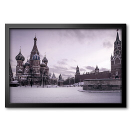 Obraz w ramie Katedra św. Bazyla na Placu Czerwonym w Moskwie w odcieniach szarości