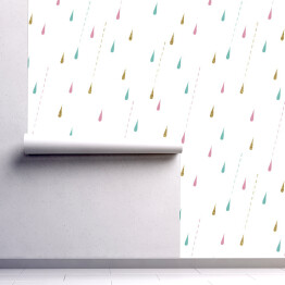 Tapeta samoprzylepna w rolce Krople deszczu w pastelowych kolorach na białym tle