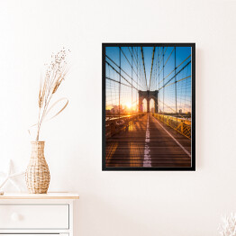 Obraz w ramie Most Brooklyński w nowojorskim w świetle słonecznym