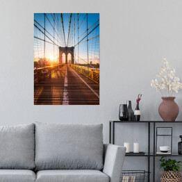 Plakat samoprzylepny Most Brooklyński w nowojorskim w świetle słonecznym