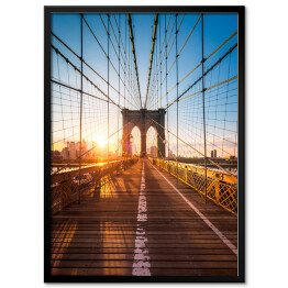 Plakat w ramie Most Brooklyński w nowojorskim w świetle słonecznym