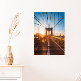 Plakat samoprzylepny Most Brooklyński w nowojorskim w świetle słonecznym