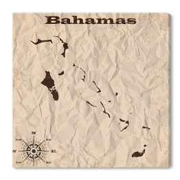 Obraz na płótnie Bahamy - stara mapa na zmiętym papierze