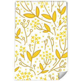 Tapeta samoprzylepna w rolce Żółto brązowe kwiaty na białym tle