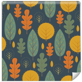 Tapeta w rolce Jesienny minimalistyczny wzór z liścmi i drzewami