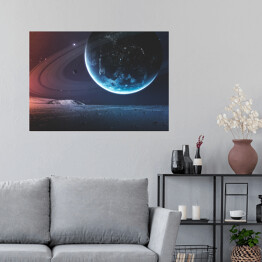 Plakat samoprzylepny Planety w przestrzeni, mgławicy i gwiazdach