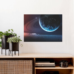 Plakat Planety w przestrzeni, mgławicy i gwiazdach