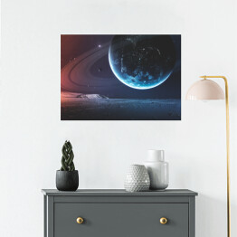 Plakat samoprzylepny Planety w przestrzeni, mgławicy i gwiazdach